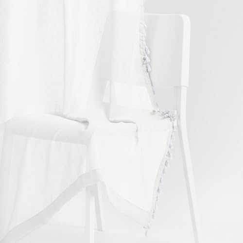 Image of haus & kinder Sheer Door Curtains 7 Feet Long Pack of 2 Door Curtains, 7 Feet Curtains for Door, Light-Filtering & Breathable (Luma White, 114x213cm)