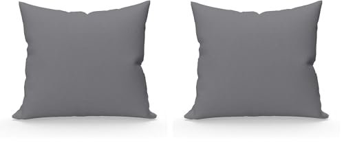 Soleil d'ocre, Taie d'oreiller, Coton 57 Fils, Gris, 63x63 cm (Lot de 2)