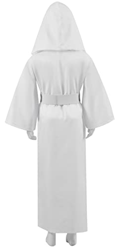 Kids Princess Leia Cosplay Costume Suit Classic Deluxe White Hooded Dress Set Halloween Outfit (White, Large) #TOP3