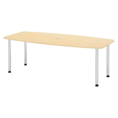 Bümö Konferenztisch oval 220x103 cm großer Besprechungstisch in Ahorn, Besprechungstisch mit Chromfüßen, Meetingtisch für 8 Personen, XXL-Tisch für Besprechungsraum & Meeting