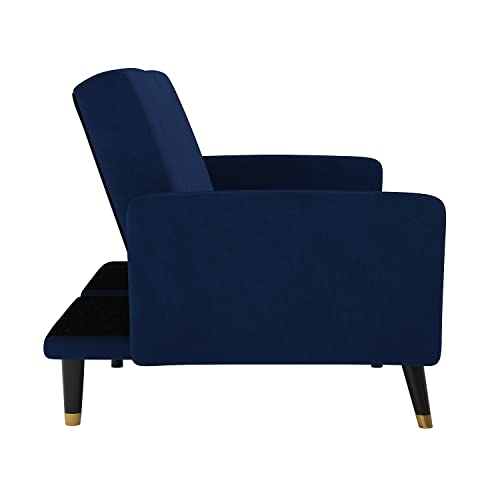 Flash Furniture Sophia Premium Split Back Sofa Futon - Navy Velvet Upholstery - Solid Wood Legs - Convertible Sleeper Couch For Small Spaces #TOP6
