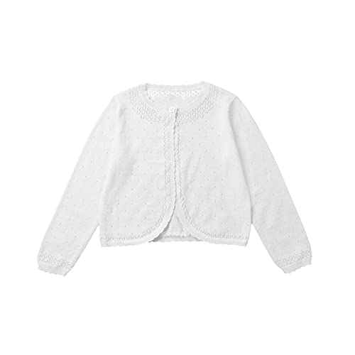 Kids Little Girls Cotton Knitted Cardigan Long Sleeve Lace Flower Bolero Shrug One Button Short Sweater Outerwear3