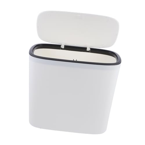 Caneca de basura rectangular blanca con tapa miniatura 1