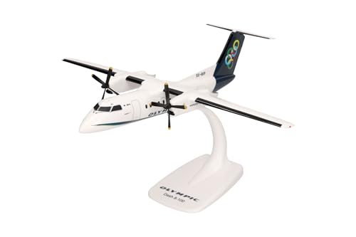 Avion miniature Olympic Air DHC-8-100 Herpa 1:100 maquette plastique Snap-Fit avec support