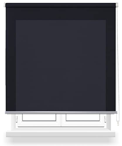 DALINA Textil - Estor Enrollabre Translúcido 90x180cm (Ancho x Largo), Pesiana Enrollable Liso Pasa la Luz 40%, Medida de la Tela 87x175cm (Negro)