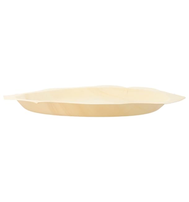 50 Platos de Madera Octogonales Ø26cm, Biodegradables, Platos para Comida, Tiendas, Eventos