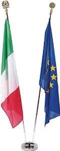  KIT DA SALA A 2 POSTI, COMPLETO DI BANDIERE ITALIA - EUROPA CM 100X150 IN POLIESTERE NAUTICO