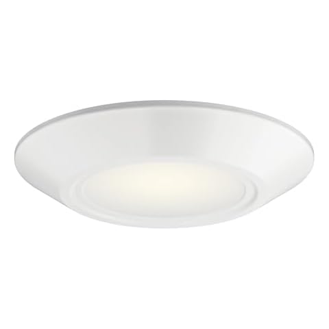 Kichler Horizon LED Downlight in White, 6.4" Flush Mount Interior Dimmable Light, 3000K, Wet Rated Integrated LED, (6.4" W x 1.3" H), 43873WHLED30, White Cover