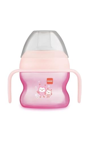 MAM Taza de iniciación con asas antideslizantes y boquilla, a partir de 4 meses, 150 ml, color rosa