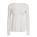 Women's Babydoll Top Long Sleeve Lace Trim Wrap V-Neck Peplum Shirts Blouses Coquette Aesthetic (White, M)