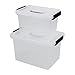 Yubine 2 Pack Clear Plastic Storage Box, Latching Bin with Lid and Handle (12 Quart &6 Quart)