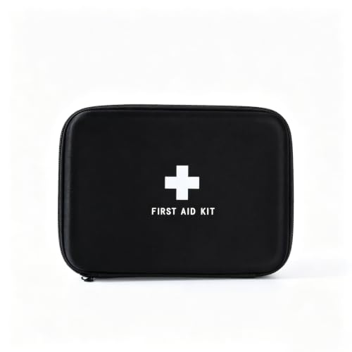 Jipemtra First Aid Hard Case Empty First Aid Hard Case First Aid EVA Medicine Red Medical Bag for Home Health Emergency Pets Dog First Responder Camping Outdoors (Square 6.5x5.7x1.8”), Black