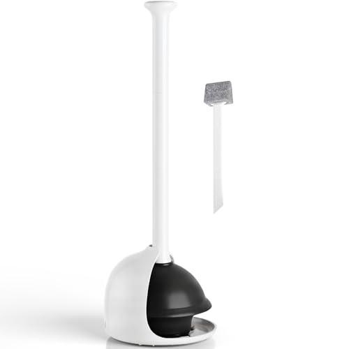 Denvlex Toilet Plunger with Holder, Heavy Duty Plunger and Holder