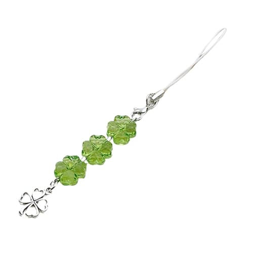 Greabuy Correa de teléfono con cuentas acrílicas coloridas, tréboles de cuatro hojas/tulipanes, llavero versátil para teléfonos, 13cm, Acrílico