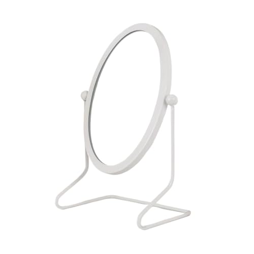 Espejo de maquillaje ovalado ajustable blanco de alta calidad, espejo de tocador de mesa de hierro con diseño simple, perfecto para tocador en casa y escritorio.
