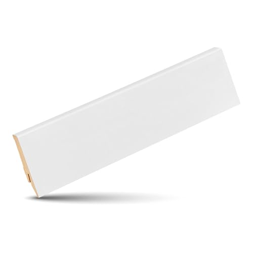 KGM Sockelleiste MEGA - Weiß folierte MDF Fußbodenleiste - Maße: 2400 x 18 x 78 mm - 1 Stück