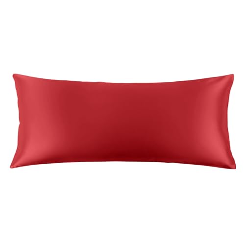 Image of THXSILK Set of 2 100% Mulberry Silk Pillowcase for Hair and Skin, Grade 6A+ Mulberry Silk Pillow Cases 22 Momme, Hypoallergenic Pillow Case Cover with Zipper (Body Size 20 inchx54 inch, Red)