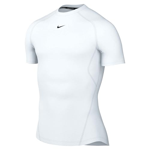 Nike Men's Shirt M NP DF Tight Top SS, White/Black, FB7932-100, L