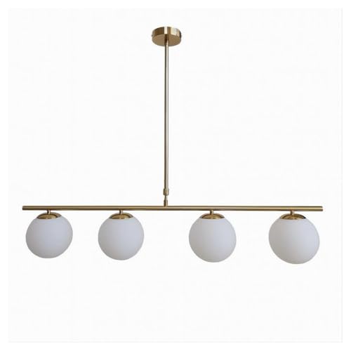 Trade Shop - Lampadario A Sospensione Oro con 4 Sfere Bolle Bianche in Vetro Attacco G9 33917 -