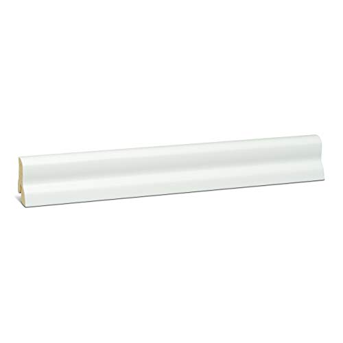Preisvergleich Produktbild KGM Sockelleiste weiß für Kunststoff Clip / Waldberger Echtholz Fussleiste 22x42mm in Oberfläche weiß / Bodenleiste Länge 2.5m zur unsichtbaren Montage mit KGM Kunststoff Clip