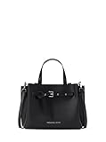 Michael Kors Women's Emilia Small Satchel, Black/Pebbled Leather, One Size