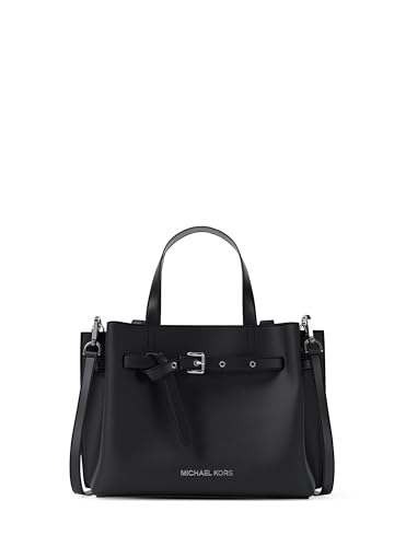 Michael Kors Women's Emilia Small Satchel, Black/Pebbled Leather, One Size
