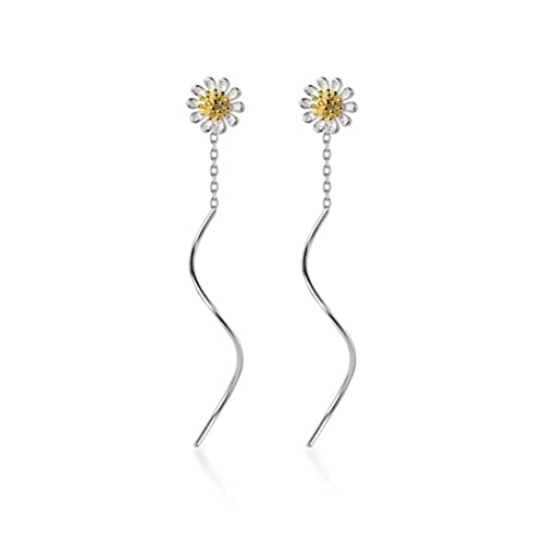 Pendientes de flores S925 pequeños estilo crisantemo para el día a día de la mujer