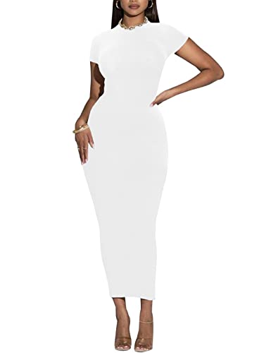 Image of Women's Long Bodycon Dresses Leopard Print Casual Maxi Club Party Tight Dress Short Sleeve
