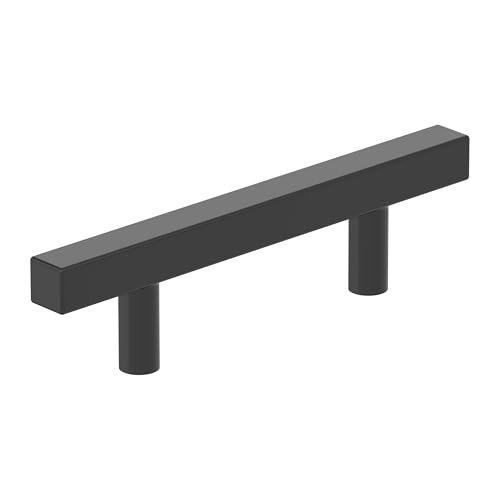 Image of Amerock 25 Pack 3 inch Bar Pulls Square Matte Black Drawer Pull | 3 inch (76mm) Center-to-Center Mounting Distance and 5-5 /16 inches Overall Length, Durable Zinc Cabinet Hardware