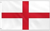 PartyYaa England Flagge, 150 x 90 cm St. George's Flagge Einseitiger Druck mit 2 Messing-Ösen, Wasserfest, für Nationalfeiertag, EM, WM, Olympische, Straßen, Garten, Bar Party Deko