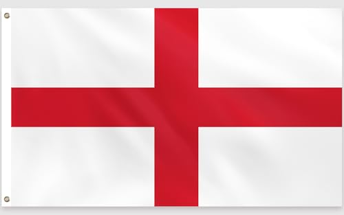 PartyYaa England Flagge, 150 x 90 cm St. George's Flagge Einseitiger Druck mit 2 Messing-Ösen, Wasserfest, für Nationalfeiertag, EM, WM, Olympische, Straßen, Garten, Bar Party Deko