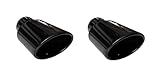 Eintragungsfrei CARTUNER® Duplex Auspuffblenden Endrohre schwarz oval Edelstahl 80mm Anschluß