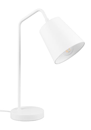 Reality Leuchten Tischleuchte Buddy R51721031, Metall Weiß matt, Schirm Stoff Weiß, exkl. 1x E27