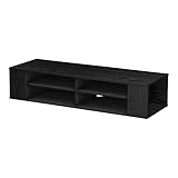 South Shore City Wall Mounted Media Audio/Video Console, Black Oak