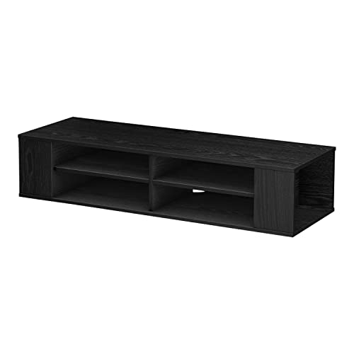 South Shore City Wall Mounted Media Audio/Video Console, Black Oak