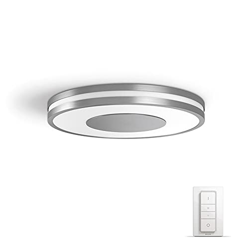 Philips Hue White Amb. LED-Deckenleuchte Being inkl. Dimmschalter, aluminium, dimmbar, alle Weißschattierungen, steuerbar via App, kompatibel mit Amazon Alexa (Echo, Echo Dot)