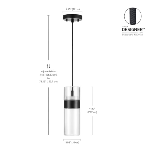 Globe Electric Jessica 9W LED Integrated Up/Down Pendant Lighting, Matte Black, 5ft Black Fabric Cord, Dimmable, 90 CRI, 2700 Kelvin, 550 Lumens by Globe Electric - Used condition - Image 4