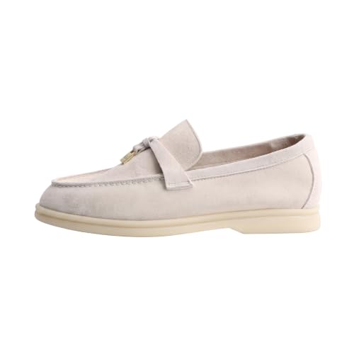 Image of Women's Summer Charms Suede Loafers - Premium Sheepskin Unlined Upper,Classic or Styles with Metal Detail for Casual, Office, Travel & All Day Wear