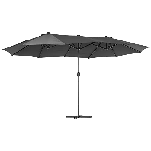 Outsunny 4.6m Double-Sided Garden Parasol, Grey