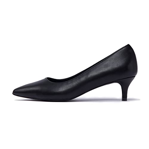 GENSHUO Womens Kitten Heels,Classic 2 Inch Low Heel Pumps Slip On Closed Pointed Toe Pumps Office Work Dress Heeled Pump Shoes3