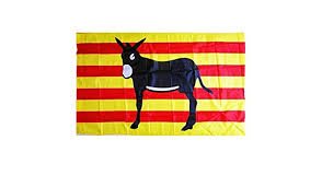 Mini-Fahne Katalonien Mit Esel-Motiv – Wimpel Aus Polyester, 15x10 Cm, Beidseitig Bedruckt