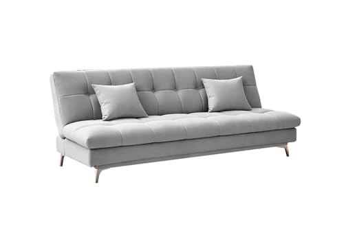 Image of Krancy Solid Wood 3 + 2 Seater Sofa Cum Bed with 2 Cushions | Convertible Wooden Couch for Living Room, Home & Office | Modern Designer Furniture | 3 Years Warranty | Grey