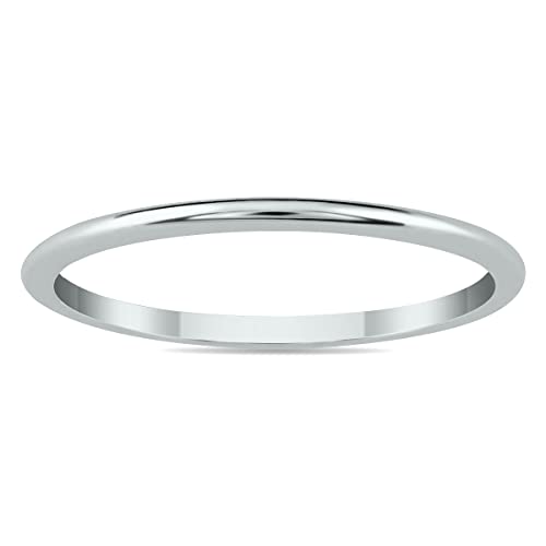 1Mm Thin Domed Wedding Band In 14K White Gold #TOP4