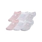 Under Armour Unisex-Adult Essential Ultra Low Tab Socks 6 Pack, (103) White/White/Prime Pink, Small