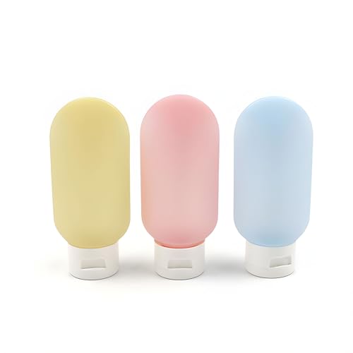 Image of Hian Travel Bottles Set for Toiletries - Leak-Proof, Refillable Plastic Containers (60ml, Multicolor, Pack of 3) - Squeezable Bottles for Shampoo, Lotion, Cream & Travel Organizing
