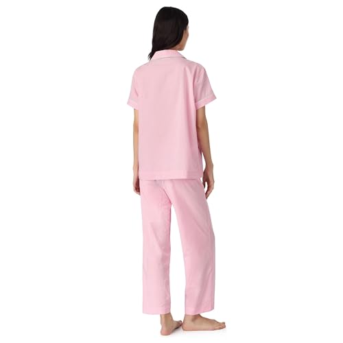 Lauren Ralph Lauren Women's Short Sleeve Notch Collar Cropped Pant Pj Set2
