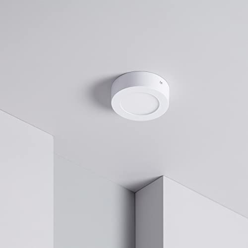 Plafón LED redondo 6 W Luz natural - Alta luminosidad - D120 x 40 mm - Lámpara de techo para salón, cocina, pasillo, baño y balcón - IP20 Cover
