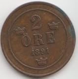  Schweden KM-Nr. : 746 1891 sehr schön Bronze 1891 2 Öre Oscar II. (Münzen für Sammler)