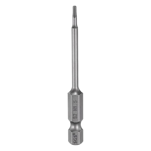 QUARKZMAN Llave de Vaso Hexagonal de Cabeza Hexagonal H1.5 de 1.5 Mm con Punta Plana Métrica de 1/4' Hexagonal de 75 Mm (3') de Largo Destornillador Magnético para Puntas Industrial