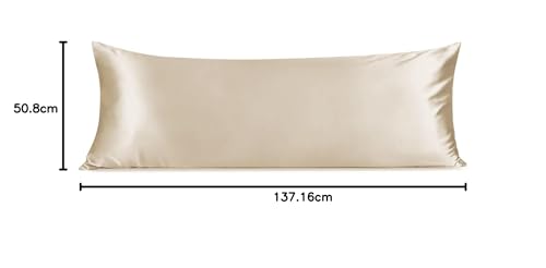 Image of INFIIXSO Body Pillow Cover with Zipper, Luxury Mulberry Silk Long Body Pillow Case 20x54 Inches, Ultra Smooth and Soft Cooling Body Pillow Pillowcase, Gift for Women, Men(Beige)
